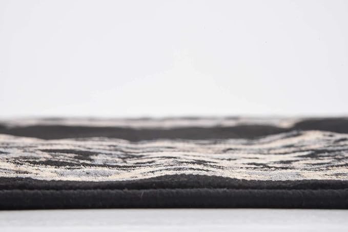 Unique Loom Reza Collection Traditional Persian Style Area Rug, 8' 0" x 8' 0", Black/Beige