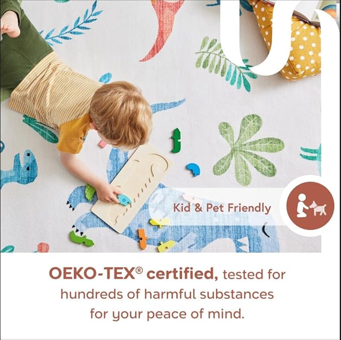 nuLOOM Martha Medallion 6' 7" x 9' Machine Washable Indoor/Outdoor Area Rug for Living Room Patio Deck Front Porch Kitchen, Multicolor/Dark Blue