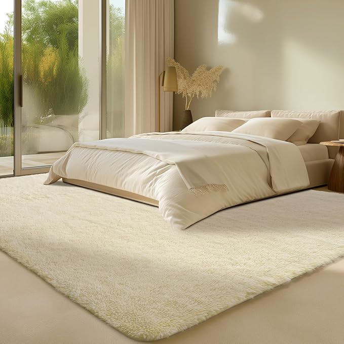 Sour Lemon Area Rugs 9x12 Living Room, Large Area Rug Shag Shaggy Carpet Soft Plush Furry Bedside Rug, Machine Washable Area Rugs for Bedroom Kids Girls Boys Home Decor Anti Slip