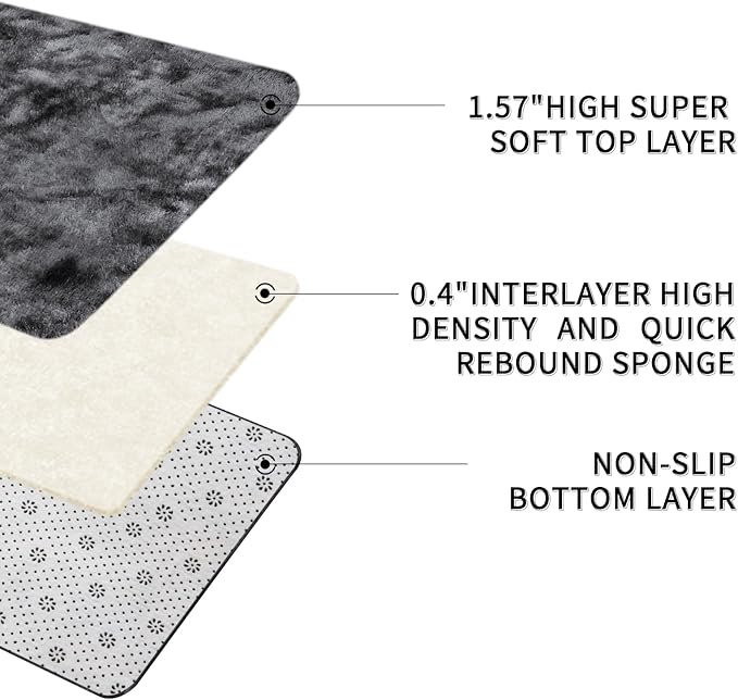 Sour Lemon 6x9 Area Rugs for Bedroom, Living Room Fluffy Rug, Large Area Rug Shag Shaggy Carpet Soft Plush Furry Bedside Rugs, Machine Washable Area Rugs for Kids Girls Boys Home Decor Anti Slip