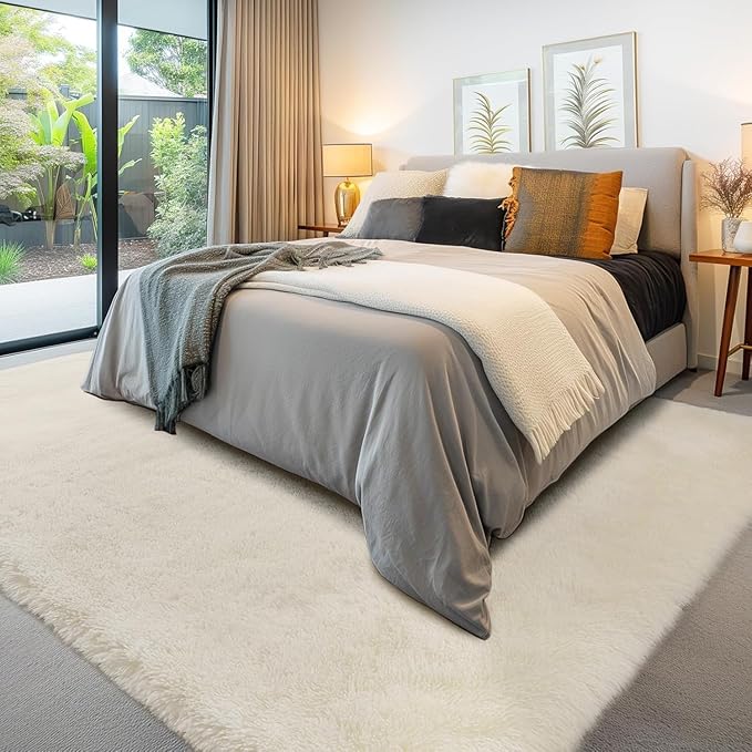 Sour Lemon 10x14 Area Rugs for Bedroom, Fluffy Rugs for Living Room, Large Area Rug Shag Shaggy Carpet Soft Plush Furry Bedside Rug, Machine Washable Area Rugs for Kids Girls Boys Home Decor Anti Slip