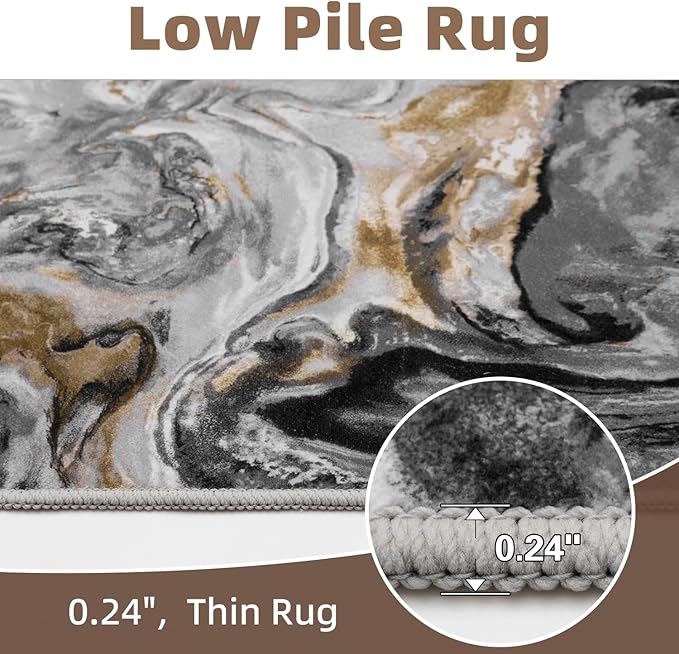 4x6 Washable Area Rugs for Living Room, Blue Modern Abstract Rug Entryway Kitchen Non Slip Throw Rug, Stain Resistant Carpet for Dining Room Playroom Bedroom, Pet & Kids Friendly