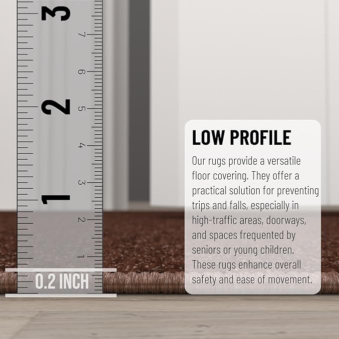 Ottomanson Hallway Runner Rug 2'2" x 6' Non Slip Solid Area Rugs Easy to Clean Laundry Rug Runner Durable & Pet Friendly Floor Carpet Runners for Hallways Entryway Living Room Kitchen, Brown