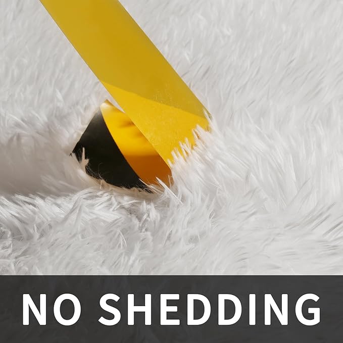 Sour Lemon 8x10 Area Rugs for Bedroom, White Living Room Fluffy Rug, Large Area Rug Shag Shaggy Carpet Soft Plush Furry Rugs, Machine Washable Area Rugs for Kids Girls Boys Home Decor Anti Slip