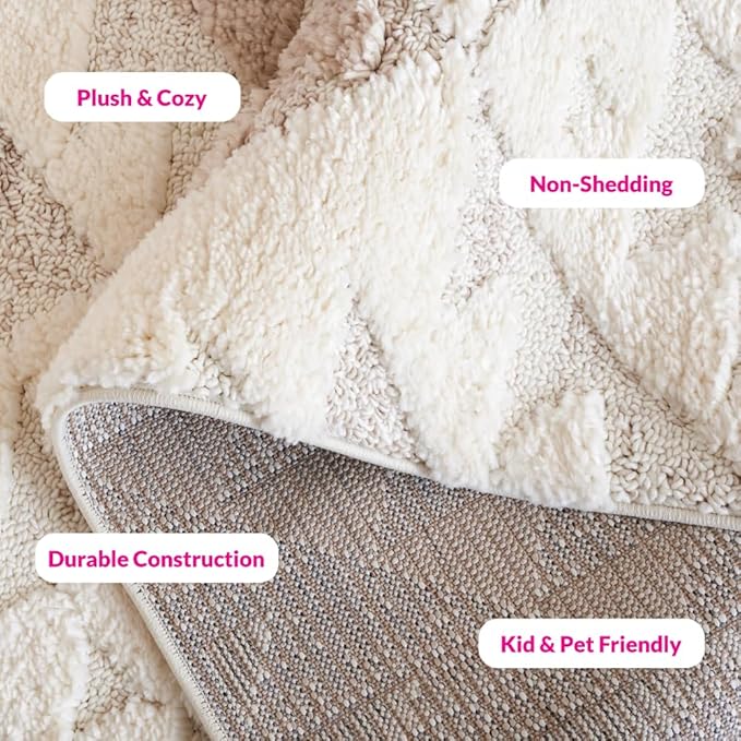 Safavieh Area Rug 8x10 - Moroccan Tassel Shag Collection - Large - Ivory & Beige, Boho Design, Non-Shedding & Easy Cleaning, Plush Pile, Ideal for Living Room, Bedroom, Dining Space (MTS688B)