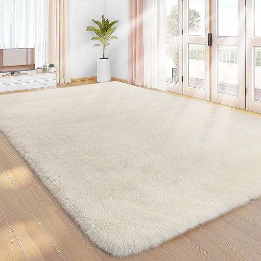 Sour Lemon 6x9 Area Rugs for Bedroom, Living Room Fluffy Rug, Large Area Rug Shag Shaggy Carpet Soft Plush Furry Bedside Rugs, Machine Washable Area Rugs for Kids Girls Boys Home Decor Anti Slip