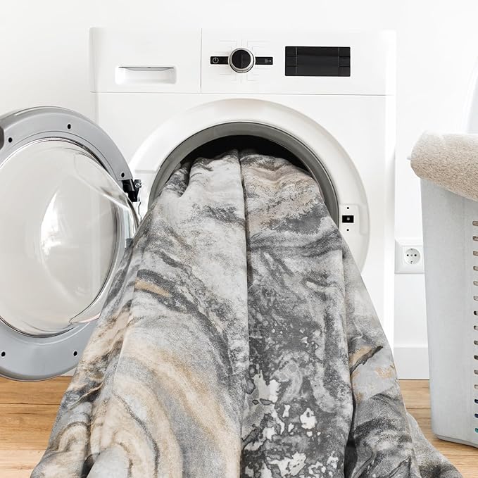 4x6 Washable Area Rugs for Living Room, Blue Modern Abstract Rug Entryway Kitchen Non Slip Throw Rug, Stain Resistant Carpet for Dining Room Playroom Bedroom, Pet & Kids Friendly