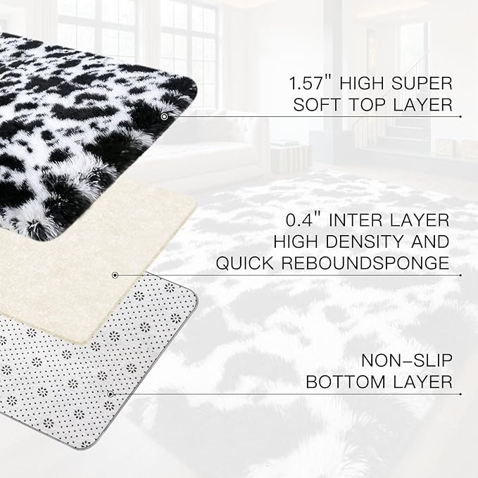 Sour Lemon Area Rugs 9x12 Living Room, Large Area Rug Shag Shaggy Carpet Soft Plush Furry Bedside Rug, Machine Washable Area Rugs for Bedroom Kids Girls Boys Home Decor Anti Slip