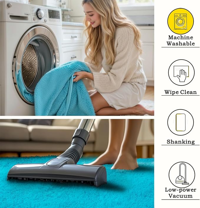 8x10 Area Rugs for Living Room Bedroom, Large Area Rug Shaggy Carpet Soft Plush Furry Bedside Rug, Rugs for Home Decor (Teal Blue, 8 x 10)