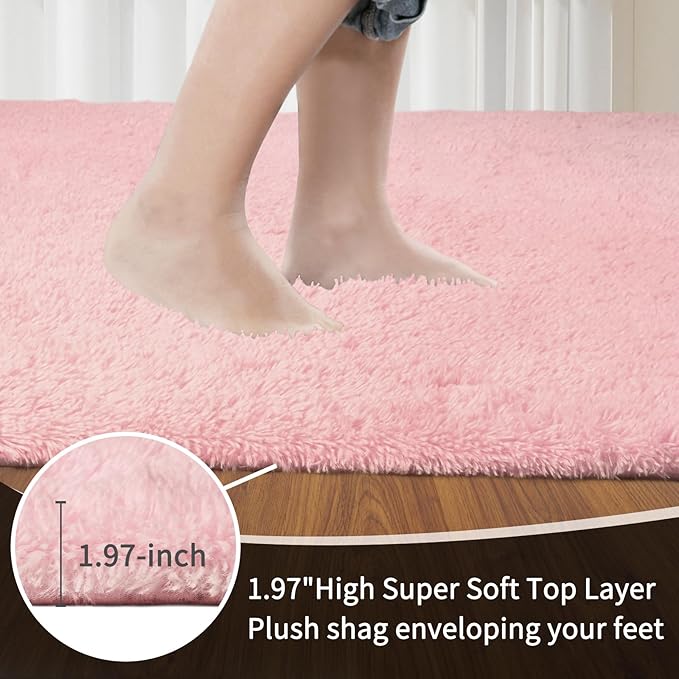 Sour Lemon 8x10 Area Rugs for Bedroom, Living Room Fluffy Rug, Large Area Rug Shag Shaggy Carpet Soft Plush Furry Bedside Rugs, Machine Washable Area Rugs for Kids Girls Boys Home Decor Anti Slip