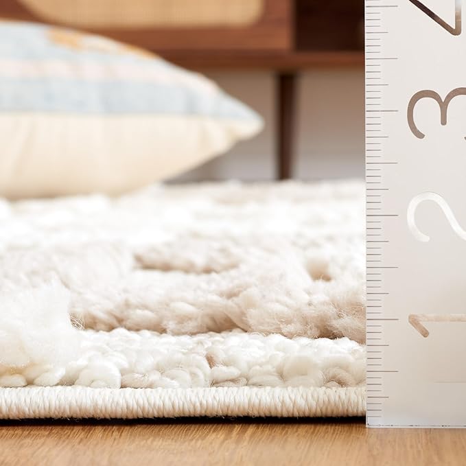 Safavieh Area Rug 8x10 - Moroccan Tassel Shag Collection - Large - Ivory & Beige, Boho Design, Non-Shedding & Easy Cleaning, Plush Pile, Ideal for Living Room, Bedroom, Dining Space (MTS688B)