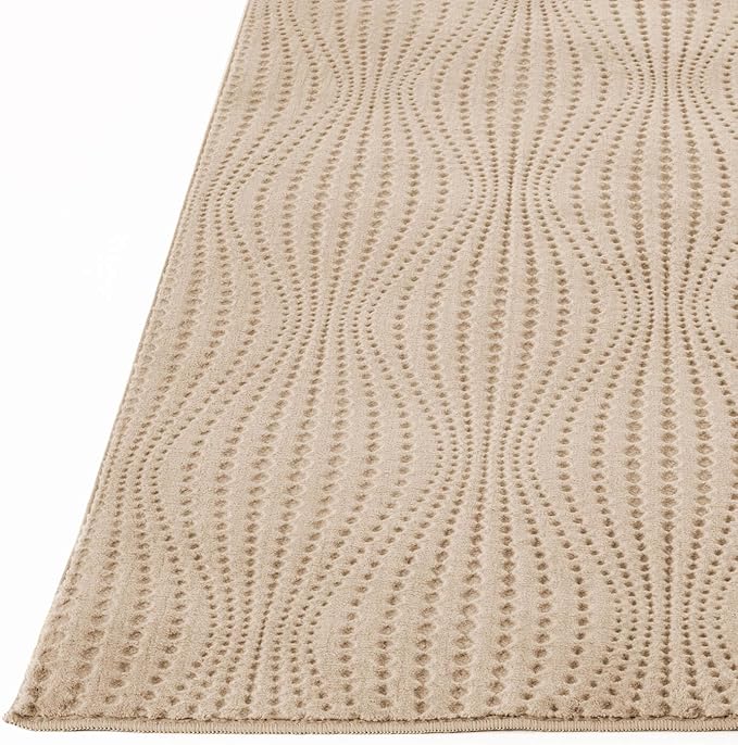 Modern Beige Non Slip Rug Solid 5x7 Non Skid Soft Rubber Back Area Rugs for Living Room Kitchen Bedroom Bathroom Dining Room Easy Cleaning Stain Resistant Non Shedding Carpet 5 x 7
