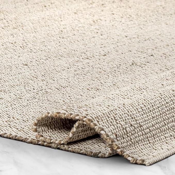 GRUHUM Jute Cotton Area Rug 3'x5'ft Rectangle Hand Woven Natural Farmhouse Rug for Living Room, Bedroom Kitchen - Rustic Vintage Bohemian Eco-Friendly Home Décor 3x5ft Doormat Natural