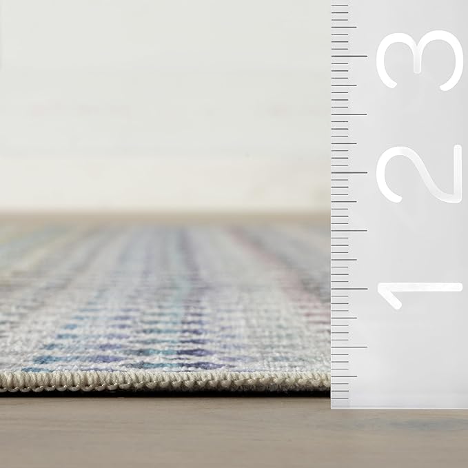 Dash & Albert Poppy Multi Machine Washable Rug, 7.5 X 9.5 Feet, Multicolored Geometric Pattern