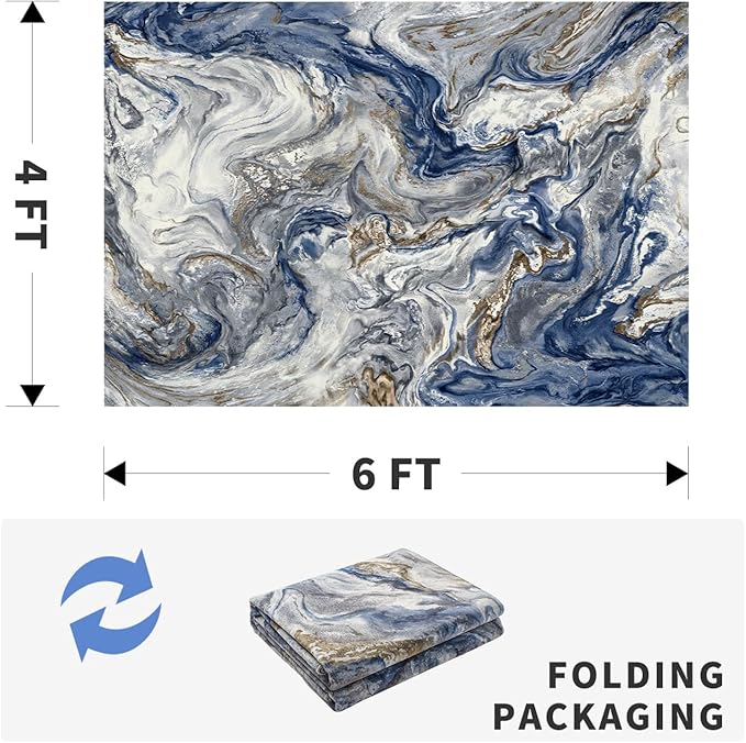 4x6 Washable Area Rugs for Living Room, Blue Modern Abstract Rug Entryway Kitchen Non Slip Throw Rug, Stain Resistant Carpet for Dining Room Playroom Bedroom, Pet & Kids Friendly