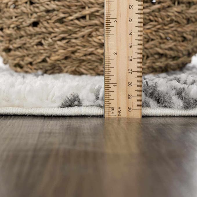 Hauteloom Trunding Moroccan Farmhouse Living Room Bedroom Shaggy Area Rug - Bohemian Shag Rug - Plush High Pile - Southwestern Boho Soft Carpet - Black, Cream, Grey, Beige - 6'7" x 9'6"