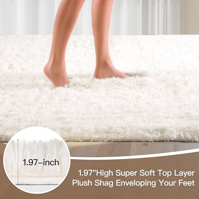 Sour Lemon Area Rugs 9x12 Living Room, Large Area Rug Shag Shaggy Carpet Soft Plush Furry Bedside Rug, Machine Washable Area Rugs for Bedroom Kids Girls Boys Home Decor Anti Slip