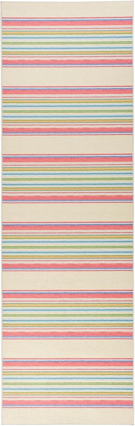 Dash & Albert Cady Stripe Multi Machine Washable Rug, 8 X 10 Feet, Multicolored Stripe Pattern - Premium Luxury Hotel Quality Soft Breathable Hypoallergenic Machine Washable Easy Care All Season