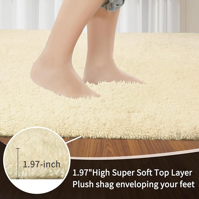 Sour Lemon Area Rugs 9x12 Living Room, Large Area Rug Shag Shaggy Carpet Soft Plush Furry Bedside Rug, Machine Washable Area Rugs for Bedroom Kids Girls Boys Home Decor Anti Slip