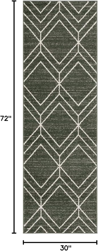 SAFAVIEH Adirondack Collection Runner - 2'6" x 6', Dark Green & Ivory, Geometric Design, Non-Shedding & Easy Care, Ideal for The Living Room, Dining, Bedroom (ADR241X)