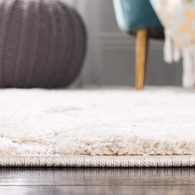 SAFAVIEH Area Rug 8x10 - Florida Shag Collection - Large - Creme & Creme, Scroll Design, Non-Shedding & Easy Cleaning, Plush Thick Pile, Ideal for Living Room, Bedroom, Dining Space (SG455-1111)