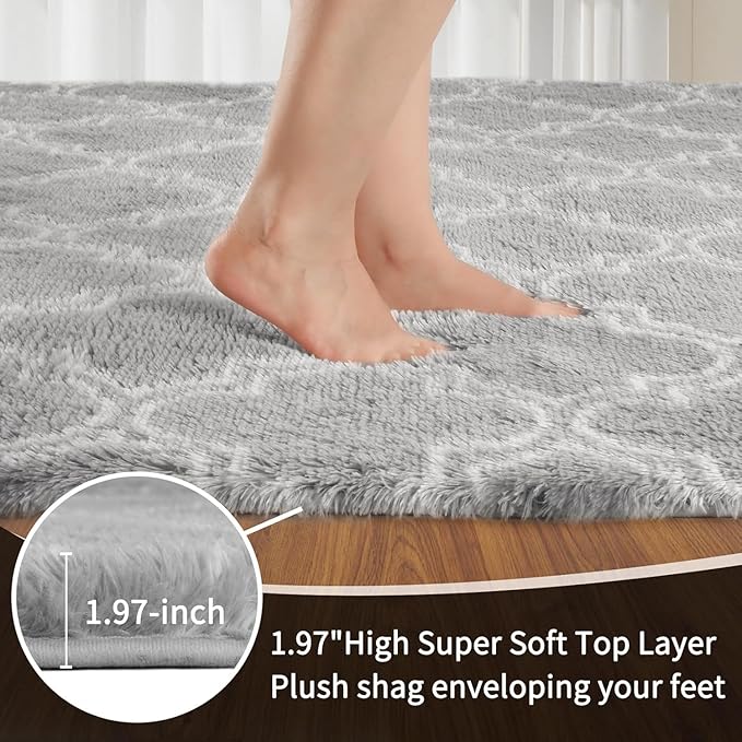 Sour Lemon Area Rugs 9x12 Living Room, Large Area Rug Shag Shaggy Carpet Soft Plush Furry Bedside Rug, Machine Washable Area Rugs for Bedroom Kids Girls Boys Home Decor Anti Slip