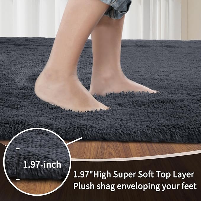 Sour Lemon 10x14 Area Rugs for Bedroom, Fluffy Rugs for Living Room, Large Area Rug Shag Shaggy Carpet Soft Plush Furry Bedside Rug, Machine Washable Area Rugs for Kids Girls Boys Home Decor Anti Slip