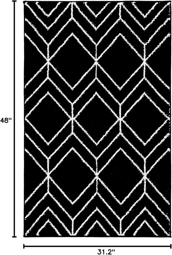 SAFAVIEH Adirondack Collection Accent Rug - 2'6" x 4', Black & Ivory, Modern Geometric Design, Non-Shedding & Easy Care, Ideal for High Traffic Areas in Entryway, Living Room, Bedroom (ADR241Z)