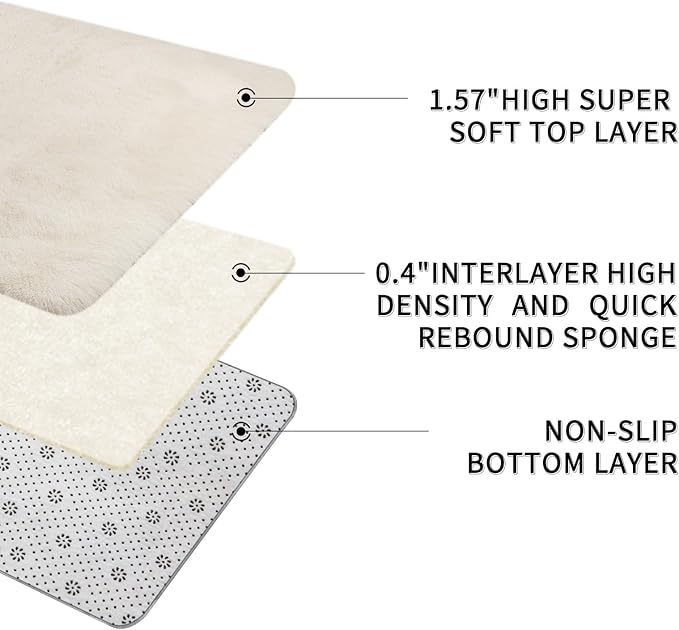 Sour Lemon Area Rugs 9x12 Living Room, Cream Large Area Rug Shag Shaggy Carpet Soft Plush Furry Bedside Rug, Machine Washable Area Rugs for Bedroom Kids Girls Boys Home Decor Anti Slip