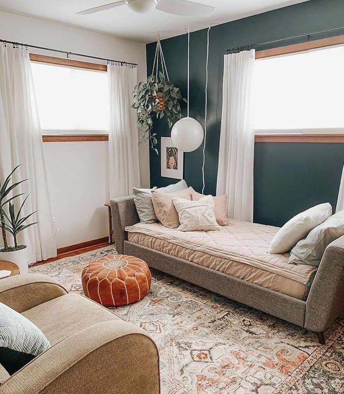 Bolinas Traditional Oriental Living Room Area Rug - Bohemian Vintage Look - Boho Style - Contemporary Abstract Carpet - Multicolor, Beige, Red, Green - 7'10" x 10'3"