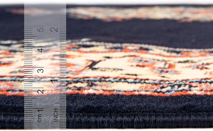 Unique Loom Reza Collection Traditional Persian Style Area Rug, 8' 0" x 8' 0", Navy Blue/Ivory