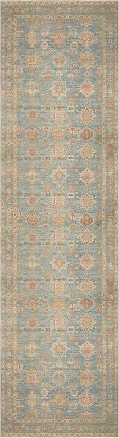 Nourison Home Vintage Washables Navy Multicolor 2'2" x 8' Area Rug - Easy Clean, Non Shedding, Bed Room, Living Room, Dining Room, Kitchen (8' Runner)