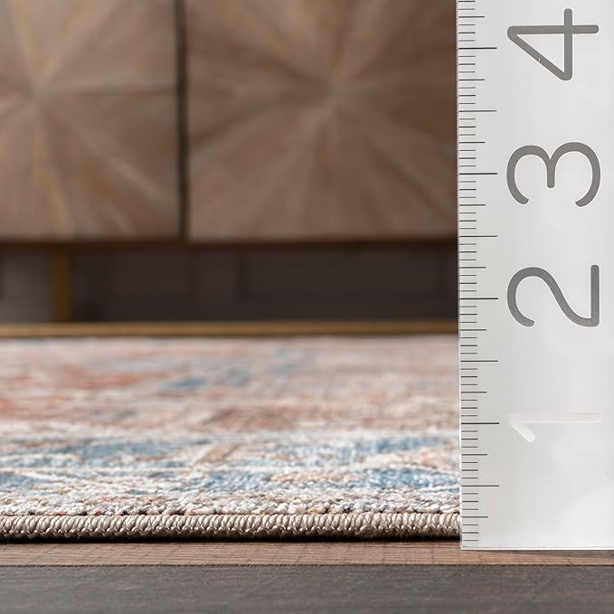 nuLOOM Harriet Vintage Medallion Fringe Area Rug - 3x5 Accent Rug Traditional Blue/Multicolor Rugs for Living Room Bedroom Dining Room Entryway Kitchen