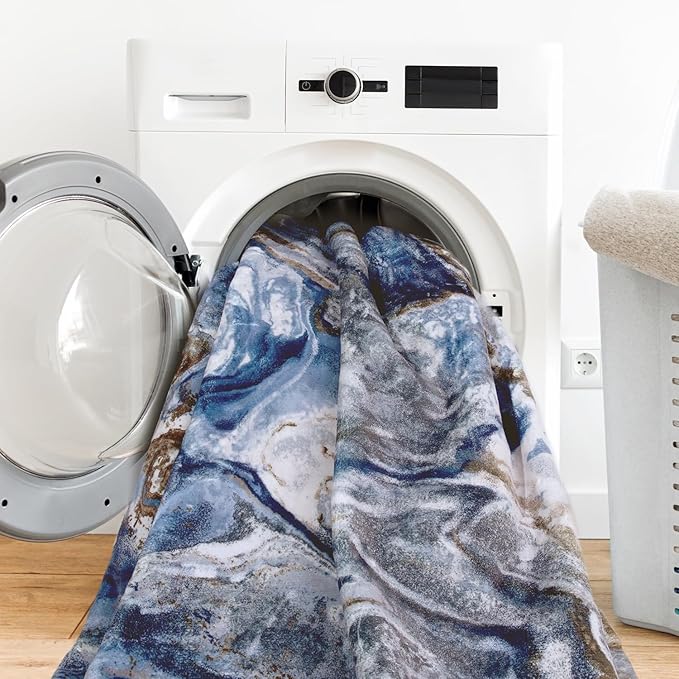 4x6 Washable Area Rugs for Living Room, Blue Modern Abstract Rug Entryway Kitchen Non Slip Throw Rug, Stain Resistant Carpet for Dining Room Playroom Bedroom, Pet & Kids Friendly