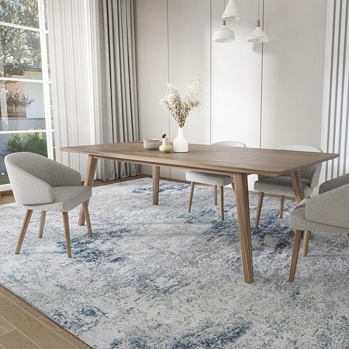 5x7 Washable Area Rug for Living Room, Non-Slip Soft Modern Abstract Large Carpet, Low Pile Neutral Rugs for Bedroom, Dining Room, Home Office, Dorm, Indoor Decor, Navy Blue