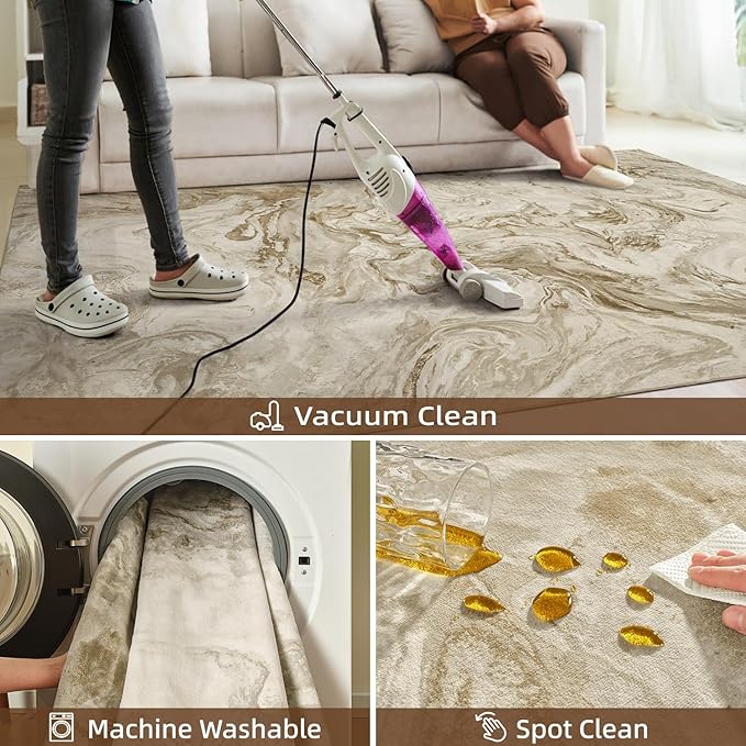 4x6 Washable Area Rugs for Living Room, Blue Modern Abstract Rug Entryway Kitchen Non Slip Throw Rug, Stain Resistant Carpet for Dining Room Playroom Bedroom, Pet & Kids Friendly