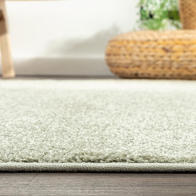 Eyely UES100O-6R Supersoft Haze Solid Low-Pile Indoor Area Rug, Coastal, Bohemian, Minimalist, Classic, Casual for Bedroom,Kitchen,Living Room,Non Shedding,Easy-Washing, Green, 6' Round