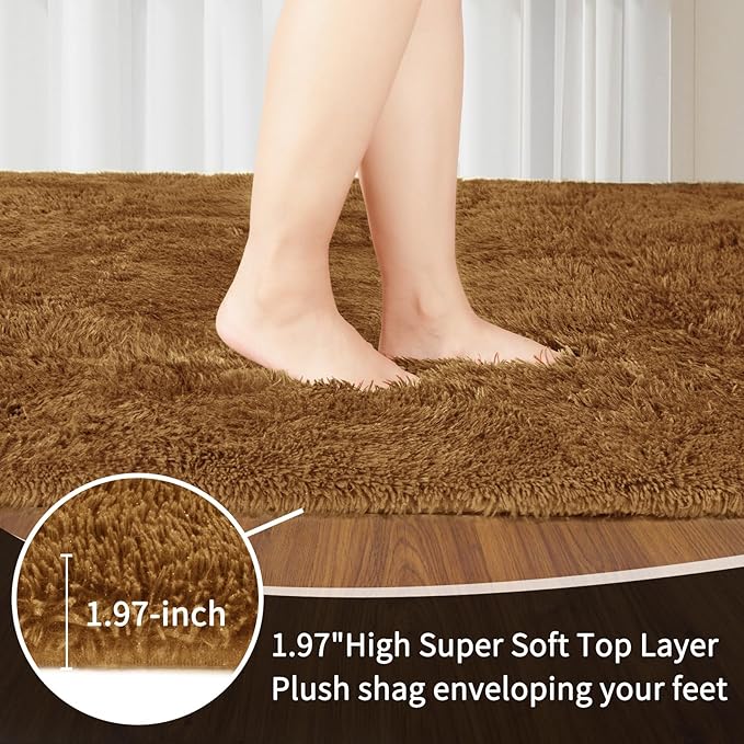 Sour Lemon 8x10 Area Rugs for Bedroom, Living Room Fluffy Rug, Large Area Rug Shag Shaggy Carpet Soft Plush Furry Bedside Rugs, Machine Washable Area Rugs for Kids Girls Boys Home Decor Anti Slip