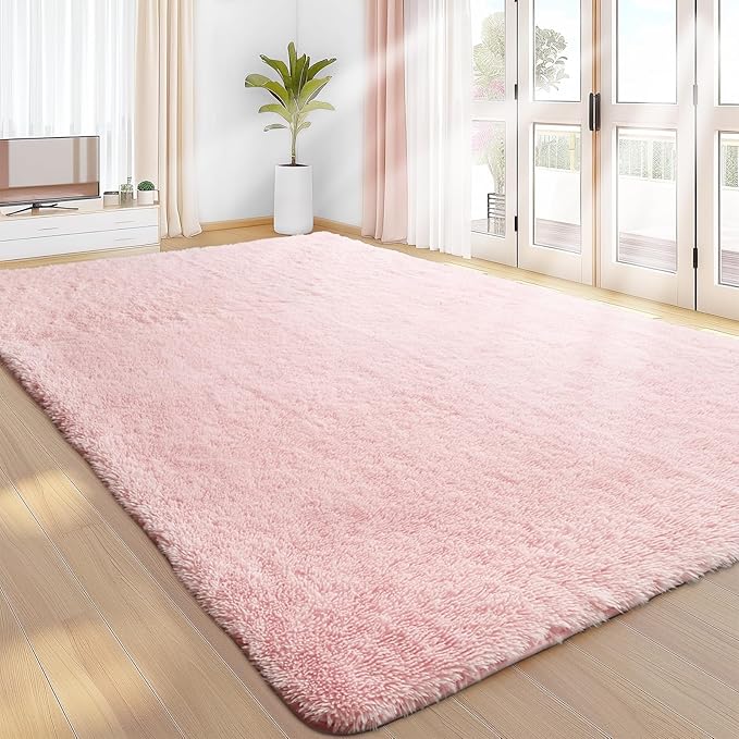 Sour Lemon 8x10 Area Rugs for Bedroom, Living Room Fluffy Rug, Large Area Rug Shag Shaggy Carpet Soft Plush Furry Bedside Rugs, Machine Washable Area Rugs for Kids Girls Boys Home Decor Anti Slip
