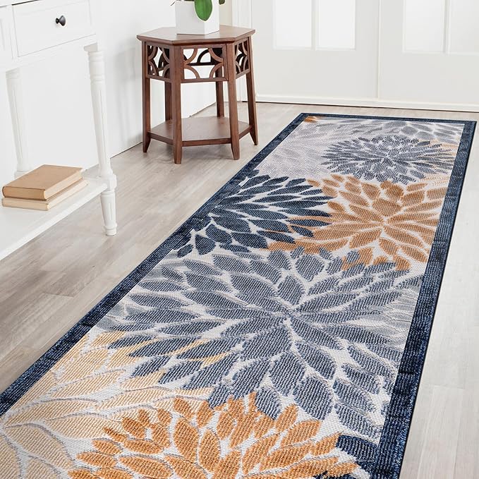CAMILSON Runner Outdoor Rugs Oriental Retro Traditional Floral Medallion Area Rug 2x10 Non-Shedding Stain Resistant Indoor Carpet for Bathroom Hallway Kitchen Office (2 x 10 / Multi Color)