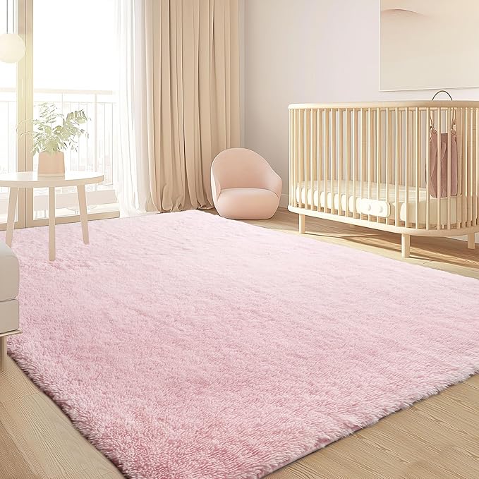 Sour Lemon 8x10 Area Rugs for Bedroom, Living Room Fluffy Rug, Large Area Rug Shag Shaggy Carpet Soft Plush Furry Bedside Rugs, Machine Washable Area Rugs for Kids Girls Boys Home Decor Anti Slip