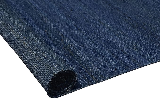 Antep Rugs Natural 8x10 Indoor Hand Woven Fiber Jute Area Rug (Navy Blue, 7'10" x 10')