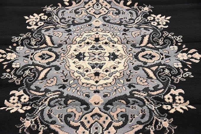 Unique Loom Reza Collection Traditional Persian Style Area Rug, 8' 0" x 8' 0", Black/Beige