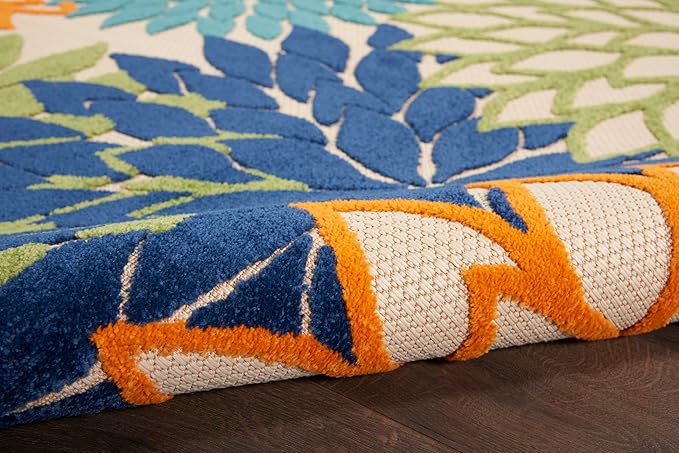 Nourison Aloha Indoor/Outdoor Multicolor 6' x 9' Area Rug, Easy Cleaning, Non Shedding, Bed Room, Living Room, Dining Room, Deck, Backyard, Patio (6x9)