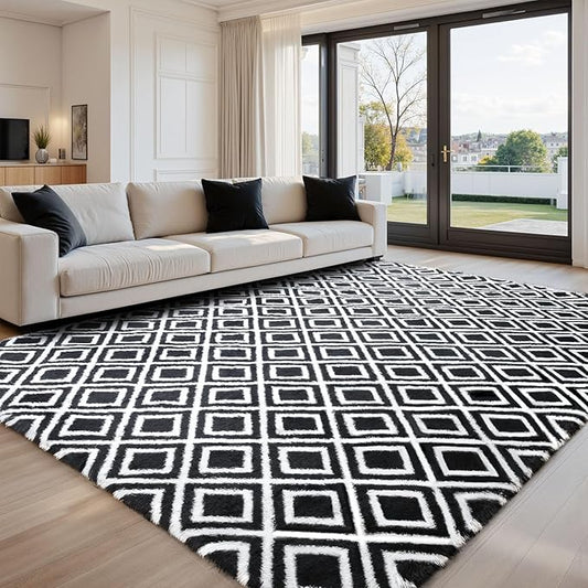 Sour Lemon 8x10 Area Rugs for Bedroom, Living Room Fluffy Rug, Large Area Rug Shag Shaggy Carpet Soft Plush Furry Bedside Rugs, Machine Washable Area Rugs for Kids Girls Boys Home Decor Anti Slip