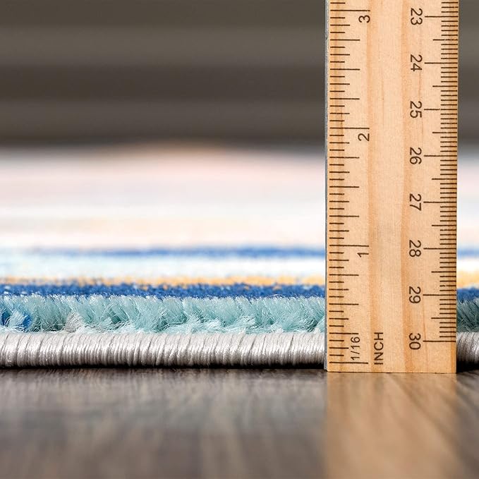 Abani Rugs Orange & Blue Contemporary Abstract Area Rug Contemporary Style, Porto Collection | Stain Shedding Resistant (8'11" x 12', Orange, Blue)