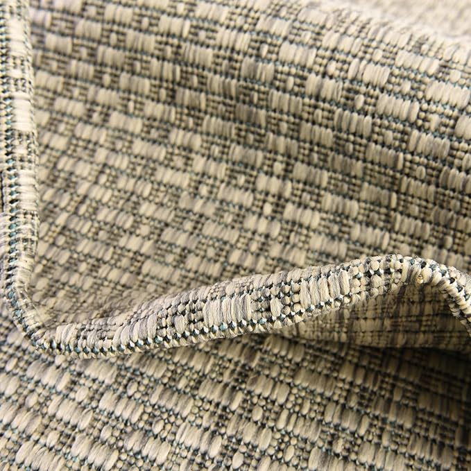 Unique Loom Collection Casual Transitional Solid Heathered Indoor/Outdoor Flatweave Area Rug (8' Round, Light Gray/Ivory)