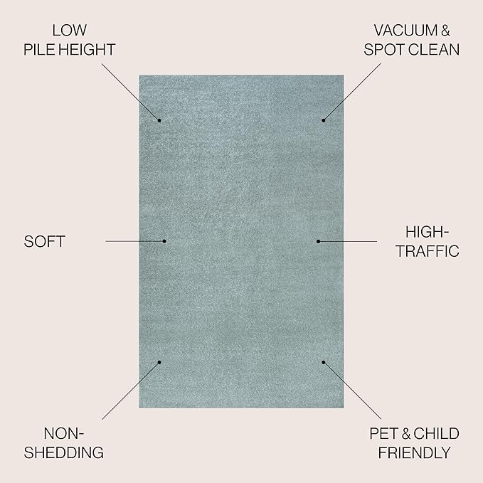 JONATHAN Y Haze Solid Low-Pile Aqua Blue 5x5 Square Indoor Area Rug, Coastal,Bohemian,Minimalist,Classic, Easy-Cleaning for Living Room,Bedroom,Kitchen,Pet Friendly,Non-Shedding (SEU100S-5SQ)