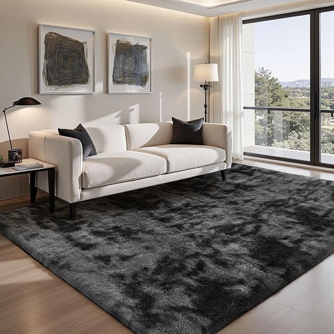 Sour Lemon 8x10 Area Rugs for Bedroom, Living Room Fluffy Rug, Large Area Rug Shag Shaggy Carpet Soft Plush Furry Bedside Rug, Machine Washable Area Rug for Kids Girls Boys Home Decor Anti Slip