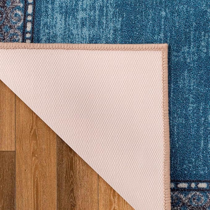 Antep Rugs Alfombras Bordered Modern 2x4 Non-Slip (Non-Skid) Low Pile Rubber Backing Kitchen Area Rug (Turquoise Blue, 2'3" x 4')